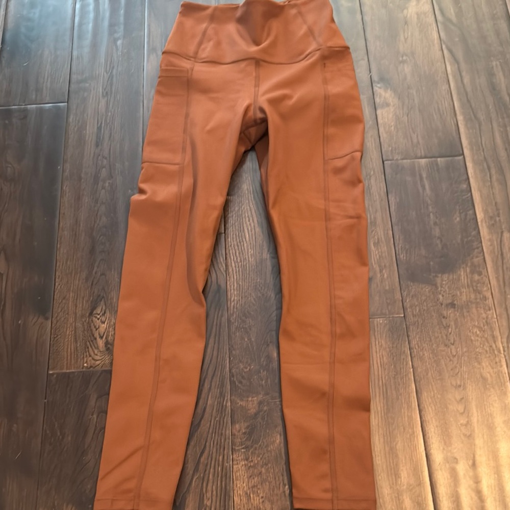 Carbon38 Brown Leggings High Waist Seam Detail